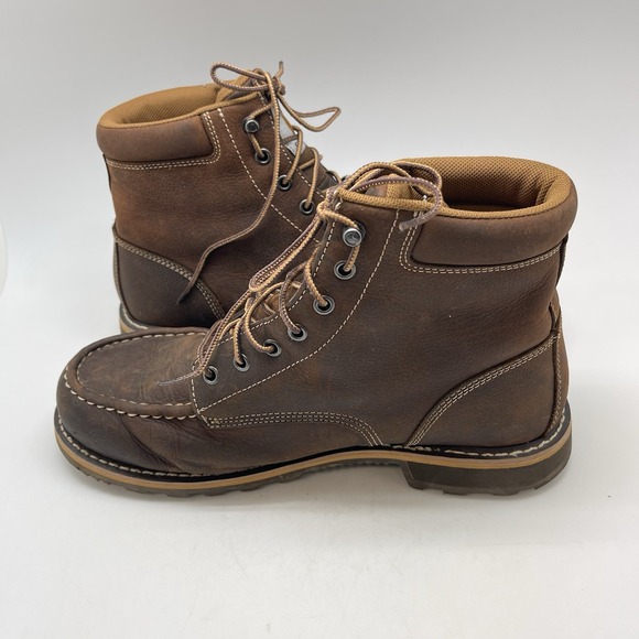 Carhartt Boots Mens 10.5 Moc Toe Wedge CMW6197 Leather Waterproof Brown Soft Toe - Picture 7 of 10